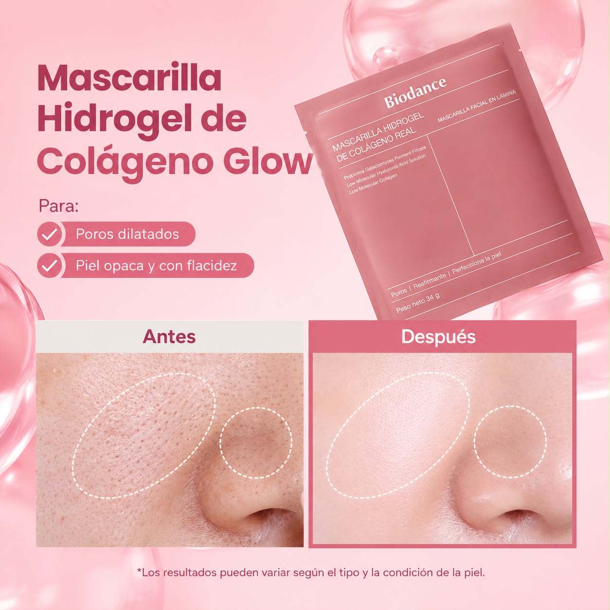 4 Mascaras Biodance de Bio-Colágeno